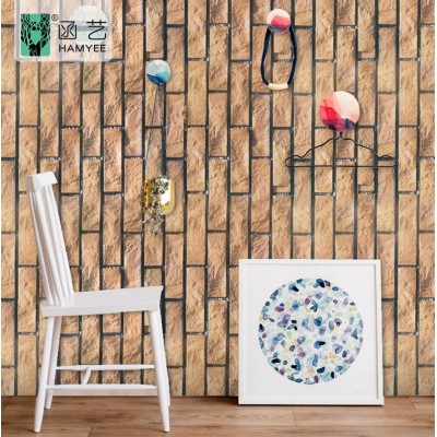 3D Effect Embossed Brick Stone Wallpaper Vinyl Natural Grey Wall Paper Roll for Room Walls Covering